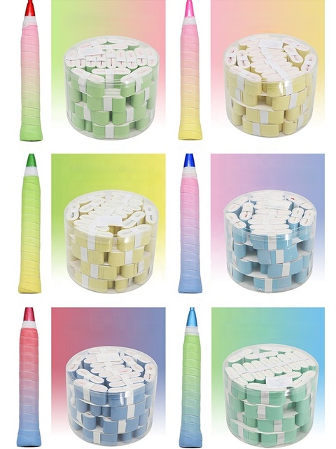 Dual Color Rainbow Gradient Badminton Tennis Overgrip Sweat Absorbent Non-Slip Breathable Comfortable