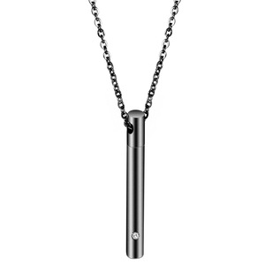 Collier urne en acier inoxydable, pendentif cylindrique de 5 mm avec cristal pour commémorations d'animaux de compagnie, à porter au quotidien - Product Image 4