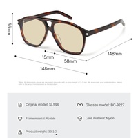 Lunettes de soleil polarisées sur mesure en acétate MOSI BC-9227, monture intégrale durable, style rétro surdimensionné écaille de tortue pour hommes et femmes
