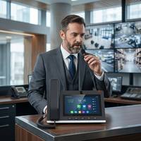 Téléphone IP A308i 20 lignes SIP, conférence 10 voies, écran tactile HD 7 pouces, caméra 5MP, microphone col de cygne, console de pagination, Gigabit PoE