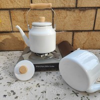 Bouilloire en émail pour le commerce international, résistante aux hautes températures, pour faire bouillir le thé, style rétro japonais, avec couvercle, compatible induction
