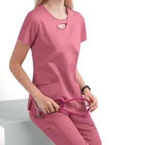 Uniforme sexy pour femme, jogging au design ajusté, rose à la mode, pour infirmières, gommage, costume, vente en gros