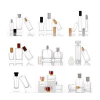 Flacon de parfum vide de luxe en verre transparent, forme rectangulaire plate, 30 ml, rechargeable, en stock pour cadeau