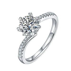 J&C Fashion - Anillo de Compromiso y Boda de Moissanita para Mujer/Hombre, Plata de Ley 925 - Product Image 1