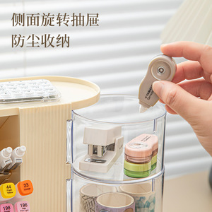 Desktop Storage Box Drawer Style <b>Desk</b> Stationery Shelf <b>Large</b> Capacity Pen Holder Cream White Ivory White Black 18L - Product Image 3
