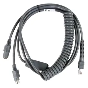 LS2208 PS2 Keyboard RJ45 to 6pin Coiled Barcode Symbol Scanner Cable for Symbol Zebra LS2208 LS1203 LS4208 LS4278 LS7708 LS9208