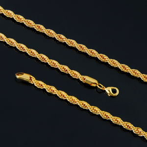 Luxury Dubai Gold Plated Twist <b>Rope</b> <b>Chain</b> 45cm 60cm 21k Gold Color Fashion <b>Chain</b> Necklace for Women Daily Wear - Product Image 5