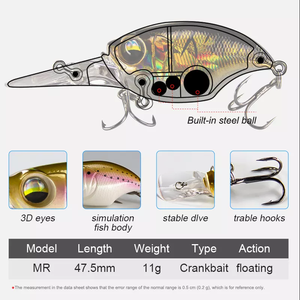 Catterbait-aparejos flotantes Crankbait Bass Killers, inventario 3D ojos cuadrados, Señuelos de Pesca de fundición larga, venta al por mayor - Product Image 5