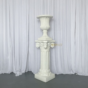 Ensemble de colonnes romaines en bois blanc pour mariage, pot de fleurs et vase paysager, style romantique et tendance - Product Image 3