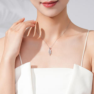 Collar con Colgante de Hoja Ovalada de Plata de Ley S925 con Circonita Superbrillante, Versión de Cobre Personalizable, Regalo para Ella - Product Image 5