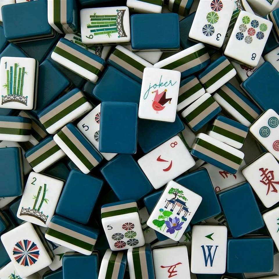 Blue Strip American Mahjong Set 160 Tiles Custom 4-Layer Foldable ...