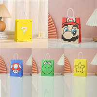 Sacs cadeaux en papier kraft imprimés de la série Mario, en stock, vente en gros, emballages mignons pour anniversaires, sacs à bonbons, cadeaux de fête, logo personnalisé