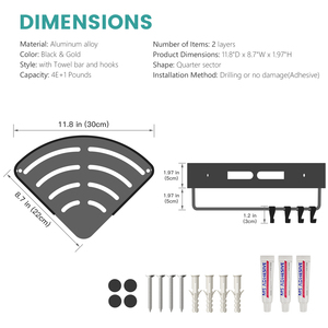 Étagère d'<span class=keywords><strong>angle</strong></span> triangulaire pour <span class=keywords><strong>salle</strong></span> <span class=keywords><strong>de</strong></span> <span class=keywords><strong>bain</strong></span> avec crochets adhésifs, étagère <span class=keywords><strong>de</strong></span> rangement murale, panier pour <span class=keywords><strong>salle</strong></span> <span class=keywords><strong>de</strong></span> <span class=keywords><strong>bain</strong></span>, cuisine - Product Image 5