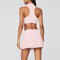 Ensemble de tennis pour femmes avec soutien-gorge de sport et jupe à séchage rapide, anti-transpiration, pour le golf et les activités sportives