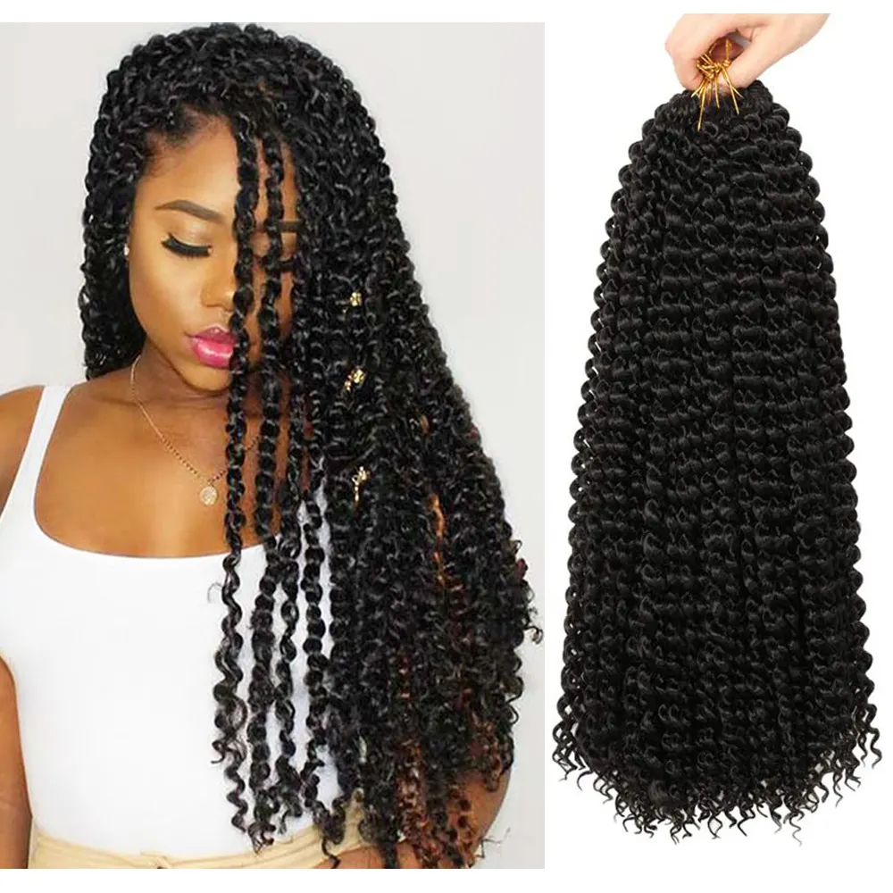 Passion Twist Hair 18 Inch Water Wave Crochet Passion Twist Hair Braids Synthetic Crochet Braiding Hair Extensions