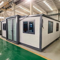 Maison conteneur pliable et extensible à double aile, installation facile, structure en acier modulaire, logement flexible pour les loisirs familiaux