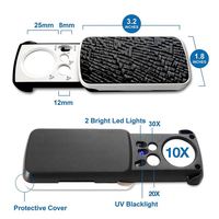 Loupe de poche à lumière LED - 30X 60X et 90X Multi-puissance Petite loupe portable avec lumière noire UV