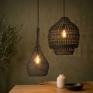 Pièce décorative suspendue tissée artisanale, style bohème moderne, décoration de plafond tissée, accent décoratif suspendu en maille métallique faite à la main - Product Image 4
