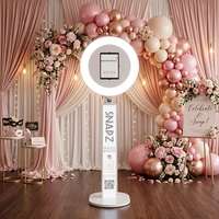 Cabina de Fotos Selfie con Logotipo Personalizado Gratuito, con Anillo de Luz RGB, Cabina de Fotos para iPad con Impresión Instantánea para Bodas, Fiestas de Cumpleaños y Eventos