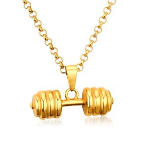 Joyería de Moda para Mujer, Gimnasio, Fitness, Venta al por Mayor, Collares con Colgante de Acero Inoxidable para Hombre, Color Dorado - Product Image 1