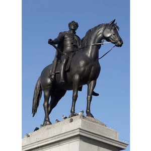 Escultura de caballo de latón grande de alta calidad personalizada, soldado de cobre negro, fundición artesanal, estatua de bronce del rey Jorge IV, precios - Product Image 1