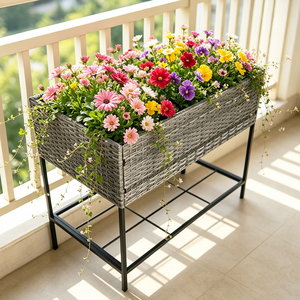 Garden Raised <strong>Bed</strong> Elevated Planter Box with Storage Shelf <strong>Liner</strong> Outdoor <strong>Flower</strong> Planter Stand with Metal Frame for Patio Backyard - Product Image 2