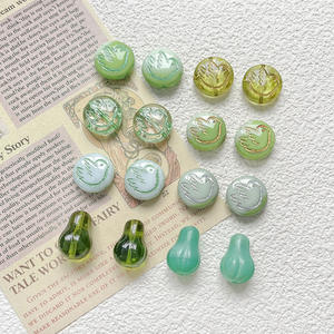 Czech Green Colored <b>Glass</b> With Gold <b>Beads</b> DIY Handmade Jewelry <b>Bracelet</b> Necklace <b>Bead</b> Accessories Material - Product Image 6