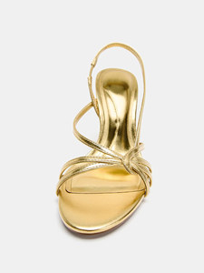 Sandálias Femininas ZA Primavera Verão 2026 Novas Douradas de Salto Agulha de Luxo com Bico Aberto, Aumento de Altura e Forro de Couro - Product Image 2