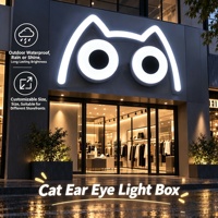 Enseigne lumineuse LED pivotante grand format pour extérieur, étanche, pour devanture de magasin, en forme de M ou d'oreille de chat, avec effet œil d'ange