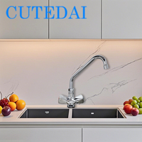 Best-seller mondial Expédition rapide Robinet d'évier de cuisine en laiton Poignées à double poignet avec bec rotatif pour salle de bain en stock