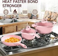 Ensemble de casseroles et poêles classiques en aluminium forgé avec finition céramique, revêtement antiadhésif, poignée amovible et base à induction