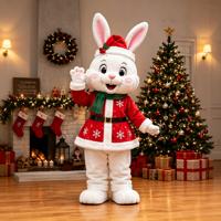 Costume de mascotte en peluche de renne de Noël, écharpe à carreaux flocon de neige rouge, bonnet de Père Noël, corps entier en EVA, pour homme adulte, fêtes de Noël