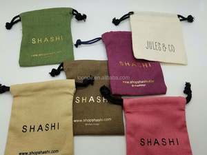 <b>Small</b> Gold Printing <b>Drawstring</b> <b>Bag</b> Recycled Cotton Linen Dyed for Gift Use with Screen Printing Surface - Product Image 2