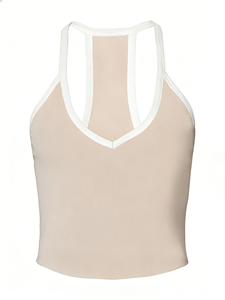 4PCS Contrast Ribbed Racerback Tank Top for Women - Cropped Workout Top with V-<b>Neck</b> Perfect for Yoga & Running - Product Image 3