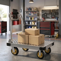 Chariot à plateforme silencieux en acier inoxydable avec roues industrielles de 5 pouces pour entrepôt et usine