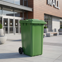 Conteneur à déchets à roulettes de 240 L, poubelle carrée en plastique avec couvercle pour extérieur, bureau, immeuble