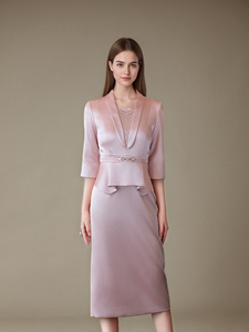 Robe élégante en satin, longueur genou, col en V, ornée de perles, taille L-5XL, robe de soirée formelle, robe de <span class=keywords><strong>mariage</strong></span>, <span class=keywords><strong>tenue</strong></span> <span class=keywords><strong>pour</strong></span> la mère de la mariée - Product Image 2