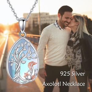 Collana con Ciondolo Albero della Vita in Argento Sterling S925 con Pietra di Luna, Disegni Gatto/Lupo/Gufo/Volpe/Nettuno/Uccello Colibrì/Angelo per Donne e Ragazze - Product Image 4
