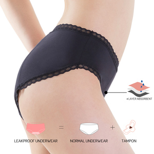 Lynmiss Venta al por mayor Bragas orgánicas de 4 períodos Bragas de período de humedad a prueba de fugas Durante la menstruación - Product Image 3