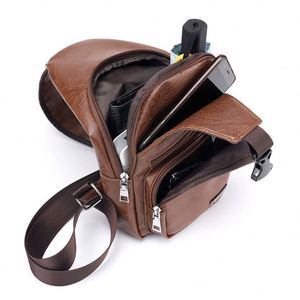 Bolsos cruzados para hombre, bandoleras de cuero con USB, mochilas de hombro, bolsos diagonales, mochilas de viaje - Product Image 4
