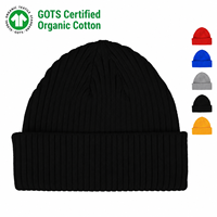 Gorro Personalizado para Niños, de Algodón Orgánico con Certificación GOTS, 100% Algodón, Tejido de Punto Acanalado, con Logotipo Personalizado, Gorro Sostenible para Bebés y Niños Pequeños