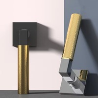 Poignée de porte moderne à base carrée, motif martelé, en laiton massif noir, avec levier et serrure, quincaillerie intérieure pour porte en bois d'hôtel