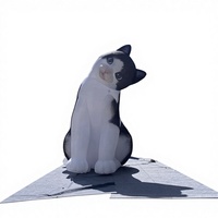 Chat géant gonflable LED noir et blanc, adorable chat de dessin animé, accessoire pour magasin d'animaux/promotion en centre commercial/mariage/événement sur le thème des animaux/présentation en extérieur