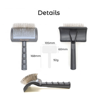 Brosse à poils pour animaux de compagnie ODM 76g 105x168MM, à picots longs en acier courbés, auto-nettoyante, en caoutchouc, économique et portable