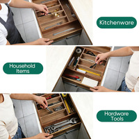 Organisateur de tiroir à couverts en bois d'acacia, 7 compartiments extensibles, plateau à couverts, rangement d'ustensiles de cuisine et de salle de bain, bijoux, OEM