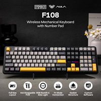 Original AULA F108 Wireless Mechanical Keyboard 108Keys Full Size Gasket Mount Tri-Mode RGB Hot Swappable Creamy Gaming Keyboard