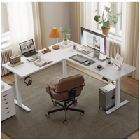 Bureau électrique à hauteur réglable avec structure en acier inoxydable - Bureau moderne en MDF
