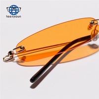 Lunettes de soleil rectangulaires étroites Teenyoun pour femmes, sans monture, couleur bonbon, fines, petites lunettes de soleil pour hommes, verres transparents UV400