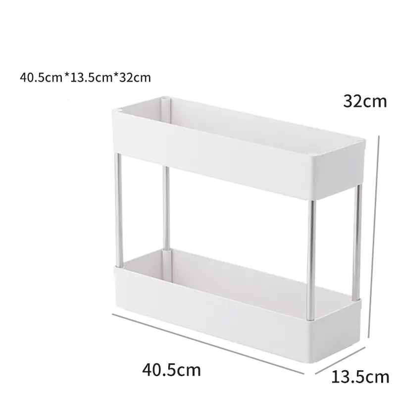 Helloworld Opbergkastrek Organizer Keuken Badkamer Plastic Rek 2-Tier Plankhouders Verplaatsbare Assemblage Planken 40*32*13Cm