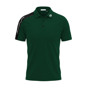 Polo à manches courtes pour homme, turquoise et noir, en polyester tricoté, séchage rapide, vêtement de sport décontracté, logo sur la manche gauche - Product Image 3